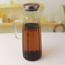 Mena Rise Metal Kapaklı Borosilikat Cam Yağdanlık ve Sürahi | 1000ML (11X26CM) Çok Amaçlı Içecek ve Sıvı Gıda Saklama