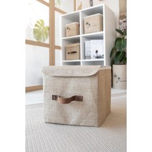 Mena Rise Bee Jüt Dolap Içi Organizer Takı, Makyaj,, Ofis Düzenleyici Kapaklı Saklama Kutusu 20X20X20 cm