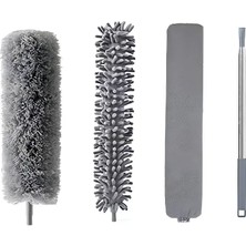 Mena Rise Teleskopik 3'lü Mop Temizlik Seti – Ayarlanabilir Saplı, Toz Alma Püsküllü, Çok Fonksiyonlu Zemin ve Yüzey Temizleyici