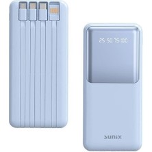 Mena Rise 12000 Mah Göstergeli Dahili Çoklu Kablolu Taşınabilir Powerbank Mavi Pb-49