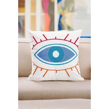 Mena Rise 45X45 Özel Tasarım Panç Süzene Desen Dekoratif Kırlent Kılıfı Modern Beyaz 21