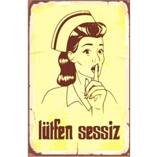 Mena Rise Lütfen Sessiz Hemşire Retro DRTR0092 Ahşap Mdf Tablo