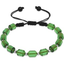 Tesbihane Makrome Örgülü Beyaz Dorika Top Süslemeli Su Yeşili Ateş Kehribar Erkek Bileklik