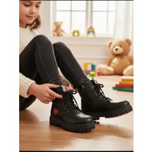 Ellaboni Kız Çocuk Suya Soğuk Havaya Dayanıklı Minnie Figürlü Kışlık Siyah Rugan Bot Ayakkabı