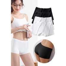 FRY 4 Adet Kadın Dikişsiz Görünmez Iz Yapmaz Mini Şort Boxer Siyah Beyaz