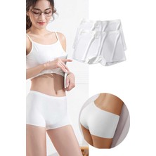 FRY 2 Adet Kadın Dikişsiz Görünmez Iz Yapmaz Mini Şort Boxer Beyaz