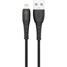 Mena Rise Soft 2.4A Uyumlu Lightning USB Şarj ve Data Kablosu, 1 Metre - Siyah