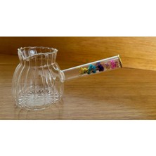 Mena Rise Cam Cezve, Dayanıklı, Dekoratif Çiçek Saplı, Şeffaf