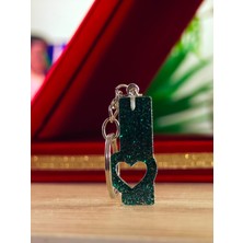 Takıda Gümüş Kalp Desenli Harfli Anahtarlık Kişiye Özel  Hediyelik Ürün El Yapımı Epoksi Harf Anahtarlık