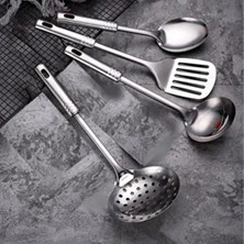 Buffer® 4lü Çelik Kepçe,süzgeç,servis Kaşığı,spatula Mutfak Yemek Hazırlama Servis Seti