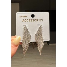 H&E Design Kadın Siyah Tüy Sallantılı Yıldız Küpe