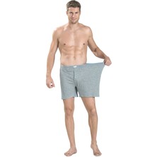 Jiber Erkek 6'lı Düğme Detaylı Havlu Bel Siyah Beyaz Gri (3 Renk Tek Paket) Battal Boxer