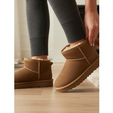 Ellaboni Kız Çocuk Taba Kalın Poli Taban Içi Kürklü Süet Görünümlü Mini Bot