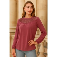 Meghan L.A Önü Dantel Detaylı Yumuşak Esnek Kumaş Bluz