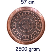 Binbir Trend 57 cm El Işlemeli Otantik Desenli Kalın Urfa Bakır Tepsi - BAKIR-TPS483