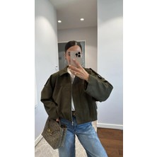 Jamolls Astarlı Oversize Kesim Muadil Trend Pinterest Model Süet Nubuk Kumaş Tasarım Kol Kemer Detay Bomber Mont Ceket