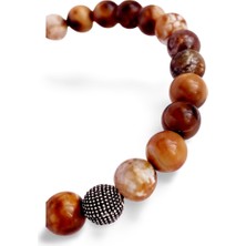 Gümüş Tibet Akik Doğal Taşlı Erkek Bileklik