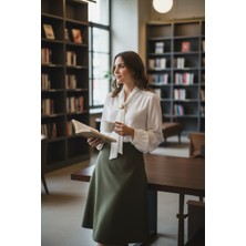 Ferz Büyük Beden Beyaz Ofis Jessica Bluz