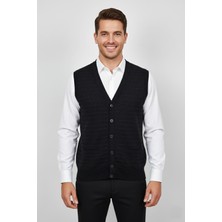 Triko Nehir Erkek Düğmeli Yelek Cepli Çelik Örgü Klasik Kalıp BGL-ST04836