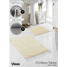 new colourse Duş Önü Vizon Banyo Su Emici Paspas 2'li Klozet Takımı