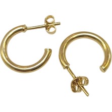 Genel 14.2mm Vidalı Klasik Halka Küpe 14 Ayar Altın Hd Videolu