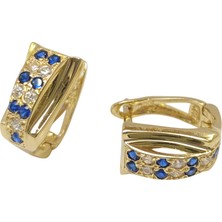 Genel Mavi Taşlı Küpe 14 Ayar Altın Hd Videolu