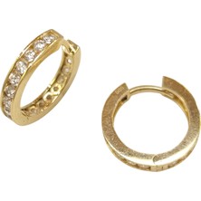 Genel 16.8mm Su Yolu Halka Küpe 14 Ayar Altın Hd Videolu