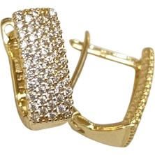 Genel Su Yolu Taşlı Küpe 14 Ayar Altın Hd Videolu