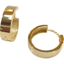 Genel 17.5mm Geniş Klasik Ray Halka Küpe 14 Ayar Altın Hd Videolu