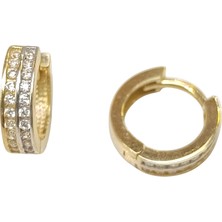 Genel 11.8mm Su Yolu Halka Küpe 14 Ayar Altın Hd Videolu