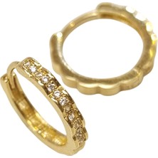 Genel 14.5mm Su Yolu Halka Küpe 14 Ayar Altın Hd Videolu