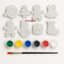 E Hobici Ehobici Taş Boyama Seti Yılbaşı Yeniyıl 6 Renk Akrilik Boya 5ml + Fırça