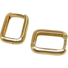 Genel 13.5mm Geniş Ataç Dikdörtgen Halka Küpe 14 Ayar Altın Hd Videolu