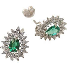 Genel Yeşil Damla Taşlı Küpe 14 Ayar Altın HD VİDEOLU