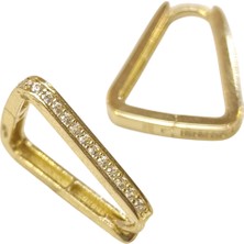 Genel 16.5mm Su Yolu Halka Küpe 14 Ayar Altın Hd Videolu