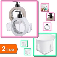 Hereveoyuncak 350 ml Şeffaf Tezgah Üstü Oval Banyo Mutfak Sabunluk + Iki Kapaklı Wc Kapağı - 2li Set V6K7B4