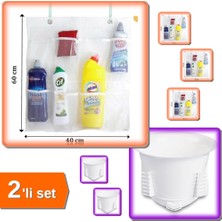 Hereveoyuncak 8 Cepli Askılı Mutfak Banyo Düzenleyici File Organizer + Iki Kapaklı Wc Kapağı - 2li Set P6G0P9