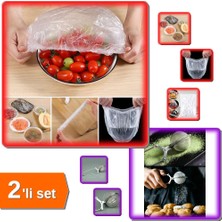 Hereveoyuncak 100 Adet Lastikli Tazeliği Koruyan Tabak Bonesi + Pratik Paslanmaz Çelik Çay Süzgeç - 2li Set R4Z2Q3