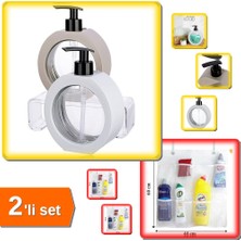 Hereveoyuncak 350 ml Tezgah Üstü Oval Sabunluk + 8 Cepli Askılı File Mutfak Banyo Düzenleyici - 2li Set S8V2N3