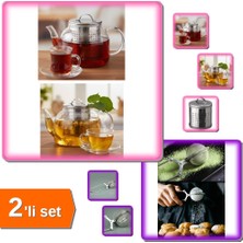 Hereveoyuncak Çay Süzgeci Büyük Boy Paslanmaz Çelik Demlik Içi + Maşalı Bitki Çayı Demleme Süzgeci - 2li Set M0H8N