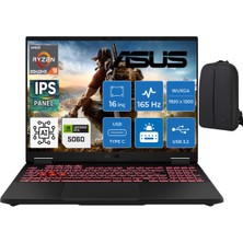 Asus Tuf Gaming A16 FA608PM Amd Ryzen 9 8940HX RTX5060 (8gb) 115W 165HZ 32GB Ram Ddr5 512GB SSD 16''wuxga IPS Panel WINDOWS11 RV009W & Cimete Çanta