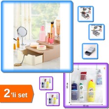 Hereveoyuncak Compact Çekmeceli Standlı + 8 Cepli Askılı Mutfak Banyo Düzenleyici File Organizer - 2li Set R8G9G2