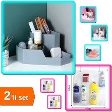 Hereveoyuncak Masaüstü Köşe Düzenleyici Makyaj Organizeri + 8 Cepli Askılı File Organizer - 2li Set V3Q5K0