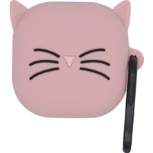 Caseonn Samsung Galaxy Buds Live Kılıf Karakter Figürlü Kedi Pembe