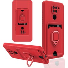 Xiaomi Redmi Note 9 Kılıf Zuma Kartvizitli Yüzüklü Silikon - Kırmızı - FKU7214-2541
