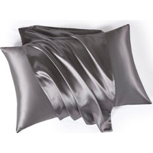 Buffer Antibakteriyel Terletmeyen Ipek Saten Yastık Kılıfı 2'li 50X70 Gri