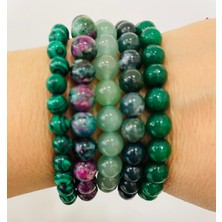 Yeşil Doğal Taşlı Bileklikler .Epidot , Yeşil Akik, Aventurine , Jade , Malakit, Yaşam Enerjisi  Bileklik Seti .