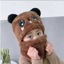 Meyra Accessories Kış Tavşan Desenli Çocuk Boyunluk Bere Rengarenk A Kalite Soğuktan Koruma Hediyelik Bere Boyunluk