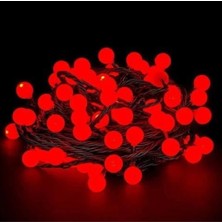 Marsilyan- 5m 28 LED Kırmızı Işık Siyah Kablo Fişli