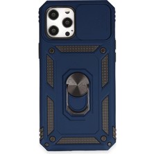 iPhone 12 Pro Max Kılıf Pars Lens Yüzüklü Silikon - LACIVERT-(5796) - F824K480-U22824